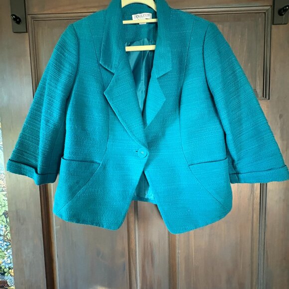 Pendleton Blazer Petite Size Medium- teal/ aqua - Picture 1 of 4